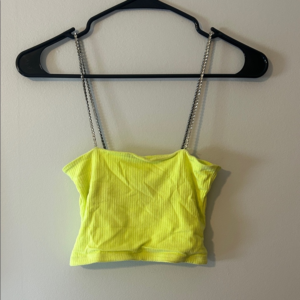 Emma & Sam Neon Yellow Chain Strap Camisole